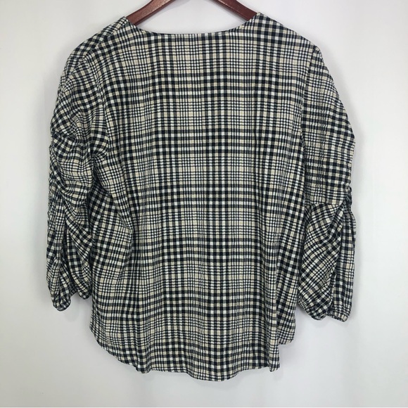 Zara Plaid Long Sleeve V-Neck Summer Tie Preppy Women’s Small School Business - Picture 6 of 7